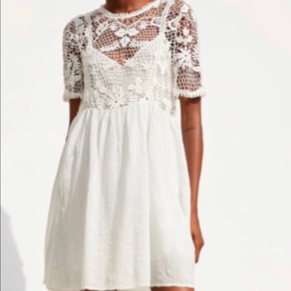 Zara Crochet Lace White Mini Dress